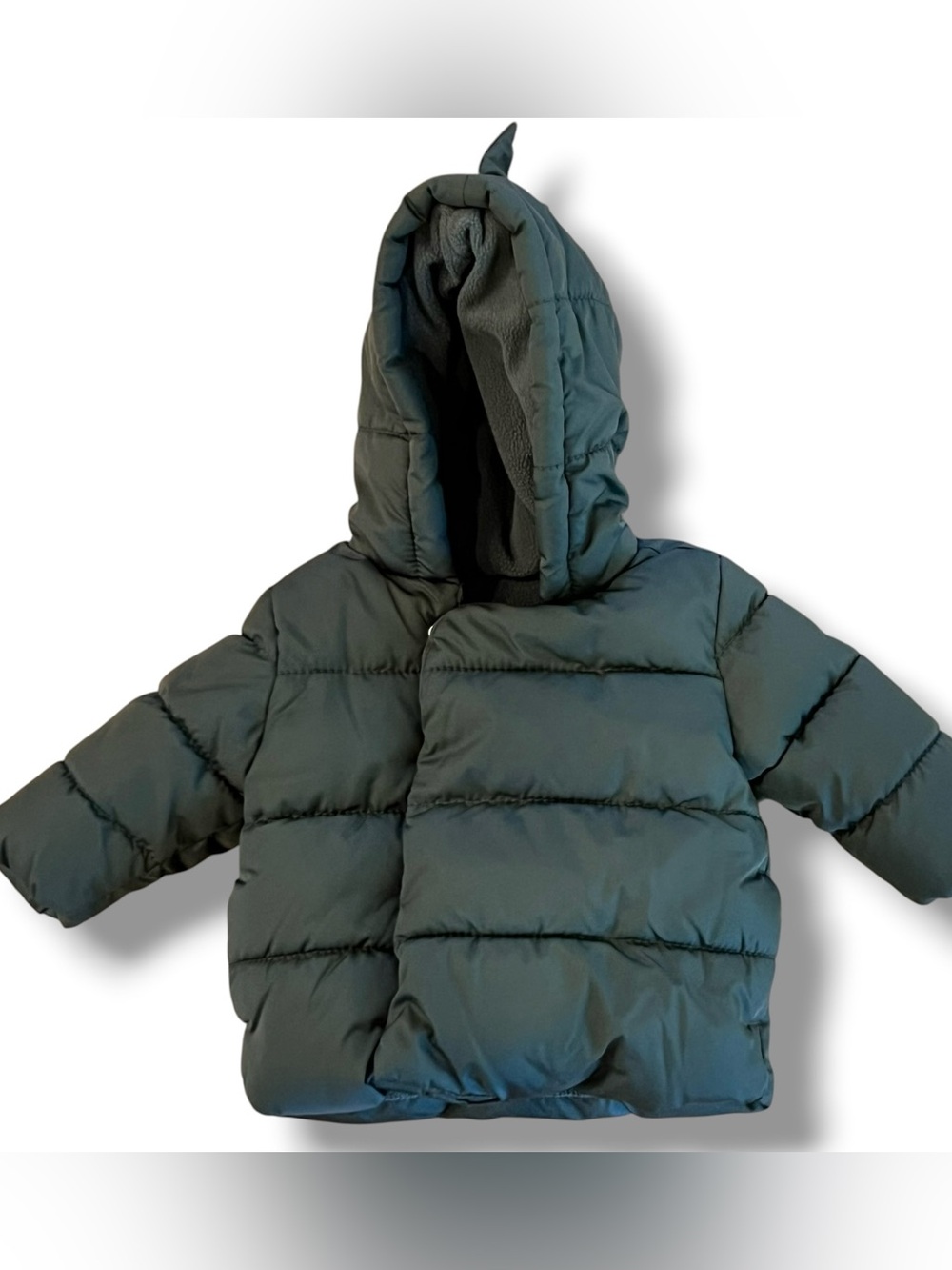 Old Navy Baby Boys Dino Dinosaur Puffer Jacket 0-3mo Dark Hunter Green EUC D-2